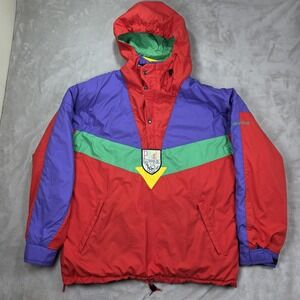 Vintage Nevica Ski Jacket Mens 44 Purple Colorblock Hooded Premiere Neige 80s